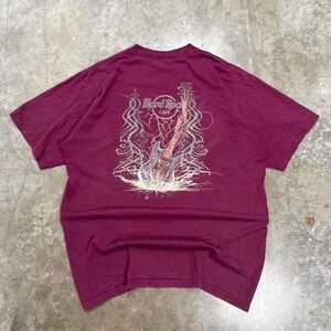 Vintage Y2K Burgundy Hard Rock Cafe Lighting Guitar Graphic Tee Size L